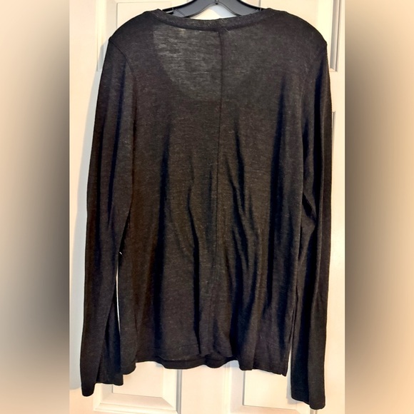 Monrow Sz XL Long Sleeve Crew Tee Slubbed Jersey in Heathered Black - Picture 5 of 5